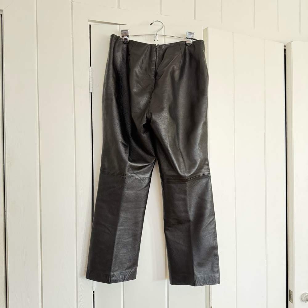Vintage Willi Smith 90s Y2K Black Straight Leg Leather Pants - US 10 / Medium - Picture 4 of 5